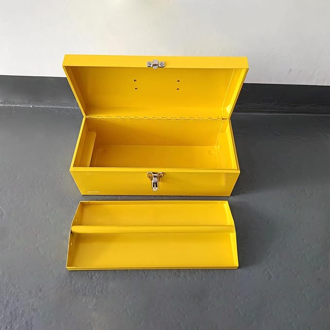 16" Large Tool Box Organizer Portable Metal Toolbox Locking Tool Box Fishing Tackle Box Metal Took box Organizer for Household Warehouse Tools Storage