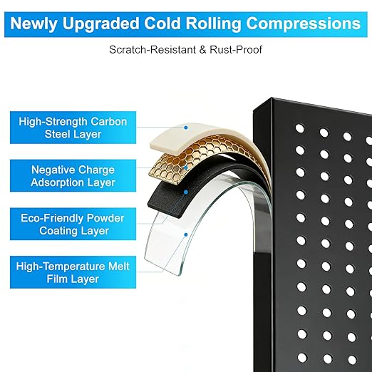 Metal Pegboard Panels 4 Pack, 24" x 12" Heavy Duty Rust-Proof Wall Organizer, Sturdy Steel Storage Board for Garage, Workshop & Craft Room, Black