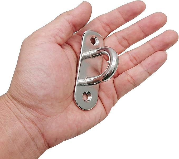 Hulless 4 Pcs 3.1 Inch 304 Stainless Steel Ceiling Hooks Pad Eyes Plate Marine Hardware Hooks with Screws