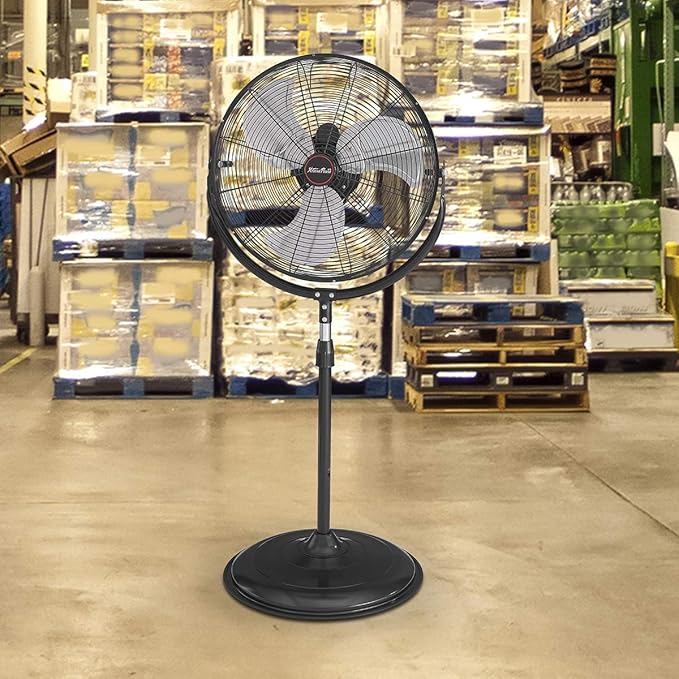 XtremepowerUS Pro-Series 20" High Velocity Standing Shop Fan Telescoping Height Fan 3-Speed Control High Flow CFM 5500, Black