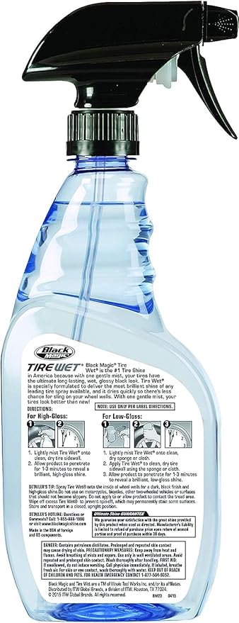 Black Magic 120217 Tire Wet, 23oz (Pack of 2) - Specially Formulated Tire Shine Applicator Cleaner to Keep Them Looking Wet, Black, and Glossy with One Quick Spray – Long-Lasting Protection for Tires