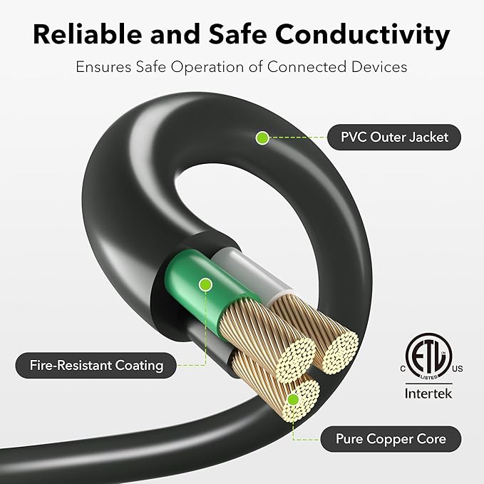 BN-Link's 2 Pack Outdoor Extension Cord Set is Ideal for Holiday Yard Decorations and Garden Equipment. with Three outlets You can Plug in Loads up to a Total of 13amps/1625watts. (Black, 25ft)