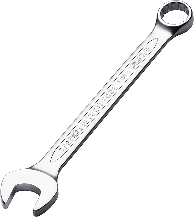 Jetech 7/8 Inch Combination Wrench - Industrial Grade Spanners with 12-Point Design, 15-Degree Offset, Made with Durable Chrome Vanadium Steel in Sand Blasted Finish,SAE