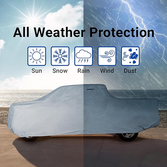 iCarCover 18-Layer Premium Truck Car Cover Waterproof All Weather, Rain Snow UV Sun Protection Covers, F-150 Extended Cab, F-250, F-350 Crew Cab, Extended Cab, Size T87 (See Size Chart)