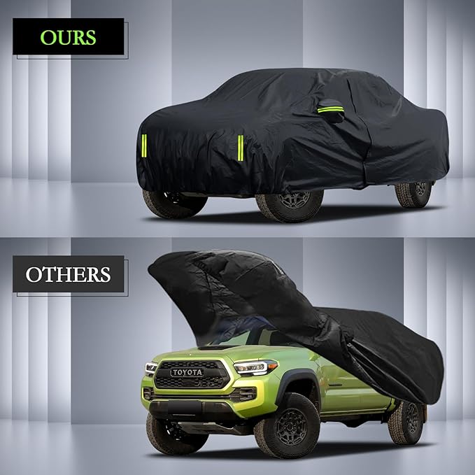 Car Cover Custom Fit for Toyota Tacoma 2005-2025, Waterproof All Weather for Automobiles Full Exterior Cover Rain Sun Snow Protector with Door Zipper Black