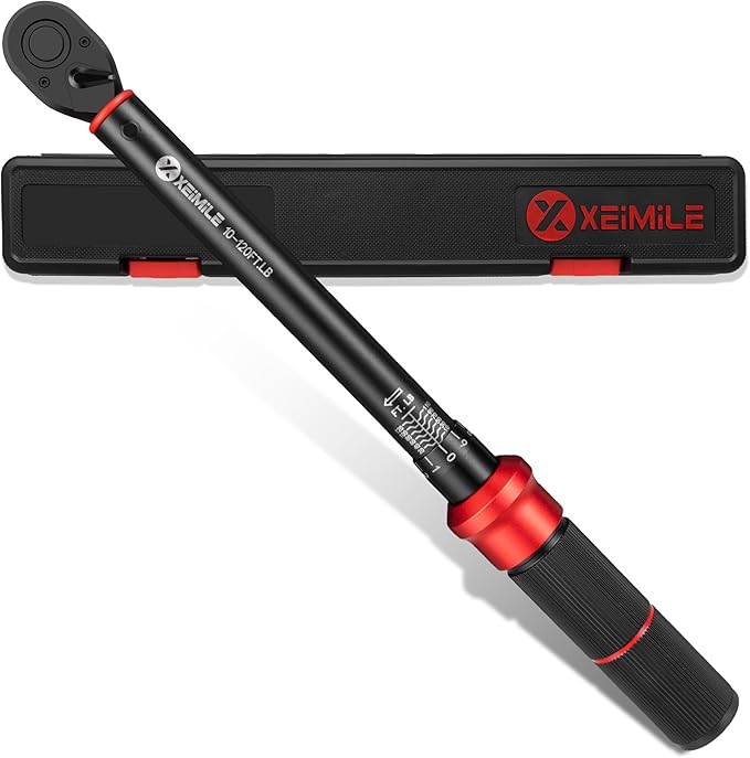 3/8-Inch Drive Click Torque Wrench - 10-120 Ft-Lb/13.6-162.6Nm, Dual-Direction Adjustable 72 Tooth Torque Wrench with Dual Range Scales, High 3% Precision for Bike, Motorcycle and Car Repair