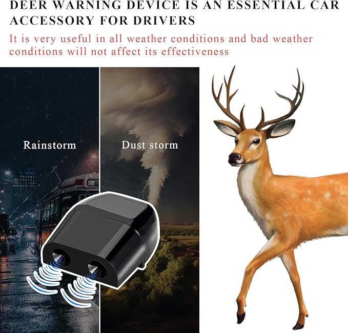 Yourkar 2 PCS Deer Whistles, Deer Warning Devices with Waterproof Adhesive Tapes, Car Save Deer Whistles Avoids Collisions Suitable for Vehicles, Trucks, SUVs, Car Accessories (Black)