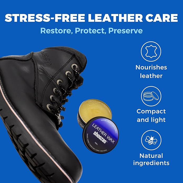 Shoozas Leather Wax - Restores, Protects, Preserves Leather Goods, Formulated with Natural Ingredients, Safe for Shoes, Bags, Furniture, Cars, and More