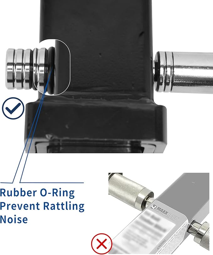 METOWARE Chrome Trailer Hitch Lock, 5/8" Dia Barbell-Style Locking Hitch Pin, Towing Hitch Receiver Lock with Anti-Rattle, Fits 2" Receiver Tubes, Class III & IV Hitch Receivers (1 Pack)