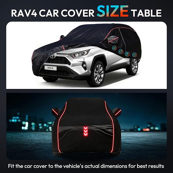 Car Cover for Toyota RAV4 2006-2025,All-Around Fastening 60s Quick-Install, 4 Upgrades for Car Cover Waterproof All Weather