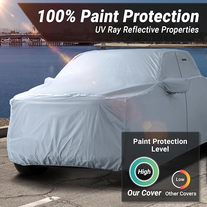 iCarCover 18-Layer Premium Truck Car Cover Waterproof All Weather, Rain Snow UV Sun Protection Full Car Covers, F-150, Silverado 2500 3500, C/K 2500 3500, Sierra, Tundra, Size T73 (See Size Chart)