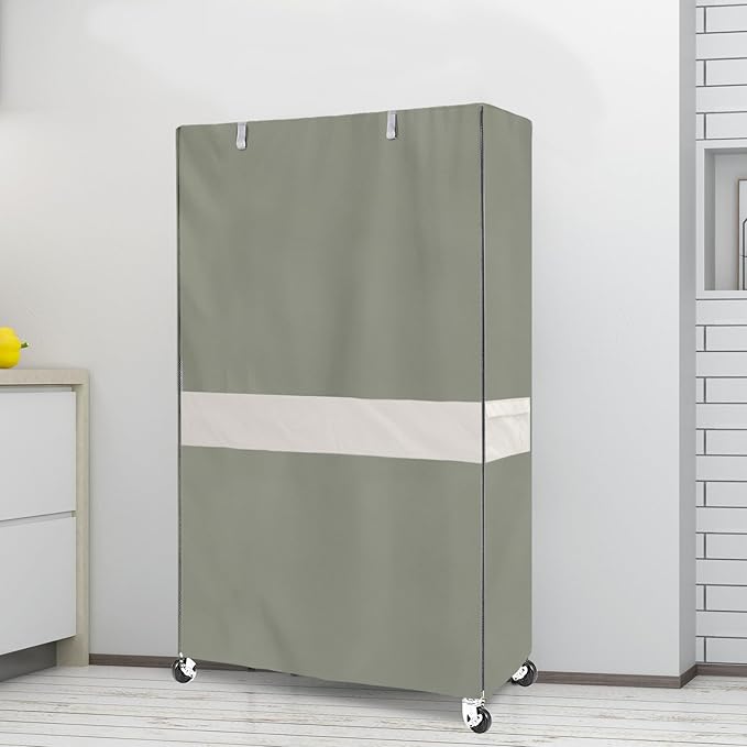 Heavy-Duty Waterproof Wire Shelf Cover, Garage Storage Shelving Protector, Universal Fit 30 x 14 x 62 Inch Rack Covers with 1" Tolerance (Sage Green)