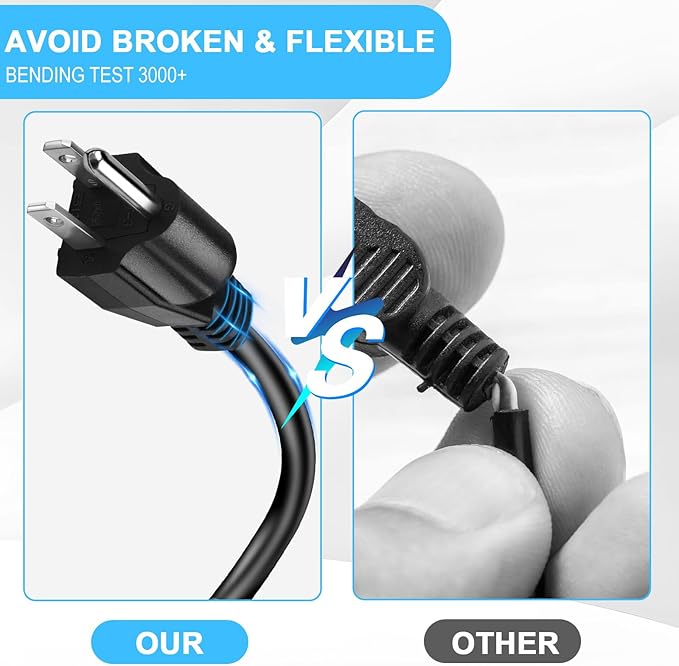 Short Power Extension Cord,16AWG/13A,Outlet Saver, 3 Prong Male Plug to Female Socket Heavy Duty Power Extension Cable (6FT/1.8M)