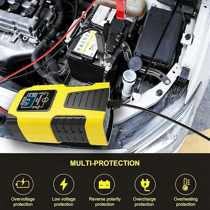 6V 12V Battery Charger Maintainer, 2-Amp Fully Automatic Smart Charger, Portable Trickle Charger,Car Battery Repair and Desulfator for Automotive,Boat,Motorcycle,Lawn Mower,RV,ATV,Toy Car