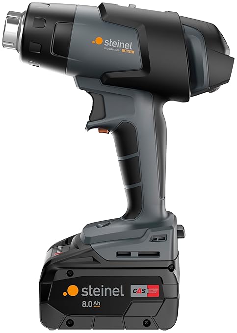 Steinel Cordless Heat Gun MobileHeat MH5 Set, incl. 8.0 Ah Battery and Charger with Case, 23 VAC Professional Hot Air Gun, 930 °F, 10.5 cfm