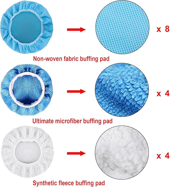 SIQUK 26 Pieces Car Polisher Buffing Pads 6 Inch Car Polishing Pad Kit Foam Polish Pads Wax Bonnets Polisher Buffer Attachment for Drill