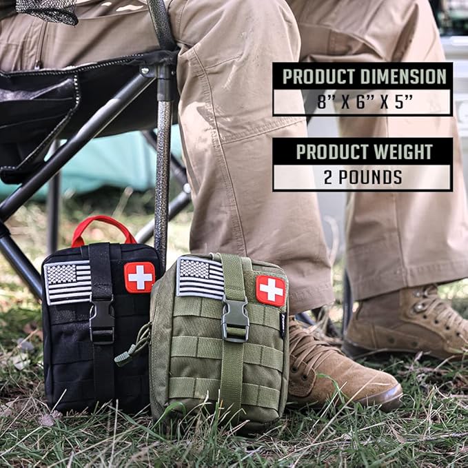 EVERLIT 250 Pieces Survival First Aid Kit IFAK EMT Molle Pouch Survival Kit Outdoor Gear Emergency Kits Trauma Bag for Camping Boat Hunting Hiking Home Car Earthquake and Adventures