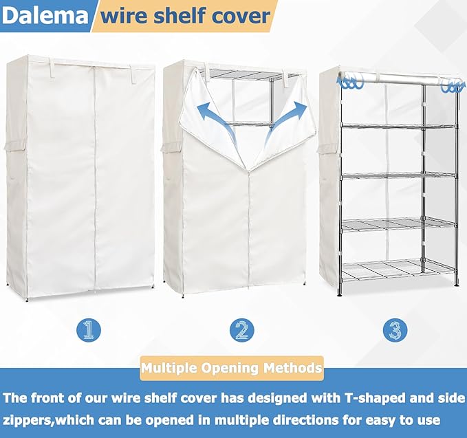Wire Rack Covers,Heavy Duty 600D Dustproof Waterproof Storage Rack Covers for Metal Shelves,Storage Shelf Cover with Zipper for Wire Shlef,60''W x 24''D x 71''H,Beige with Clear Front