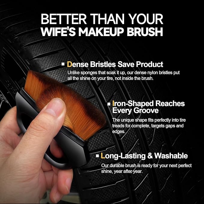 Ceramic Tire Shine Spray — High-Gloss Wet Look Tire Coating with Ultra-Dense Nylon Brush Applicator, UV Protection, Long-Lasting Shine for Car Truck RV Motorcycle16 Fl Oz (2 Pack)