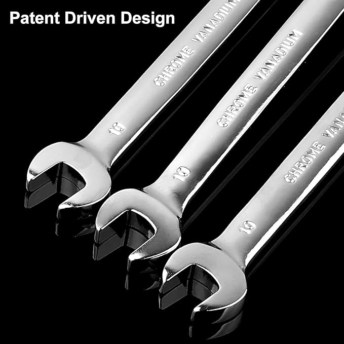 Flexible Head Ratcheting Wrench, 3 PCS 10 mm Ratcheting Box Wrench Set with 5° Movement and 72 Teeth for Projects with Tight Space