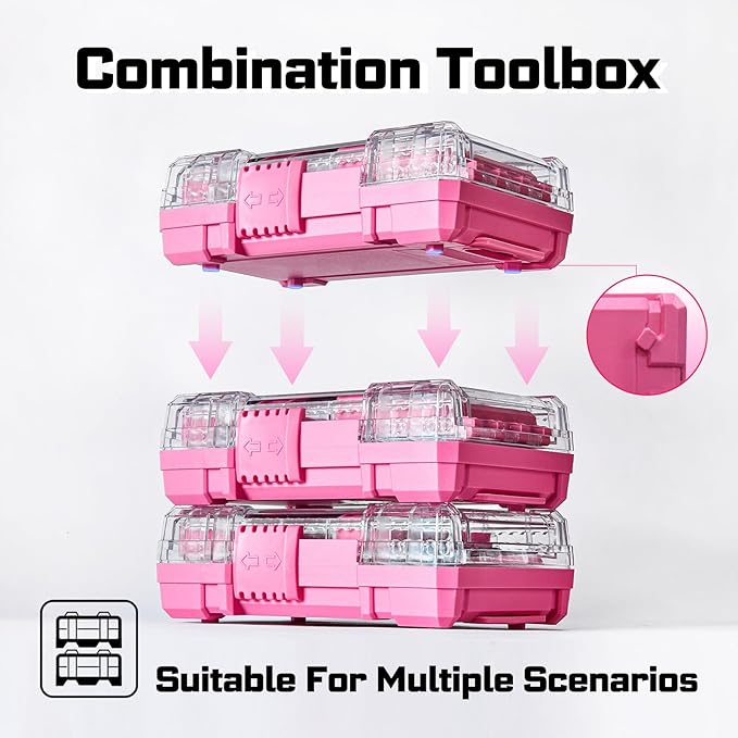 Geinxurn 56Pieces Impact Screwdriver Bits Set, Magnetic S2 Steel Phillips/Slotted/Square/Torx Insert Power Bits Tips, Impact Bit Holder with Pink Storage Box Case
