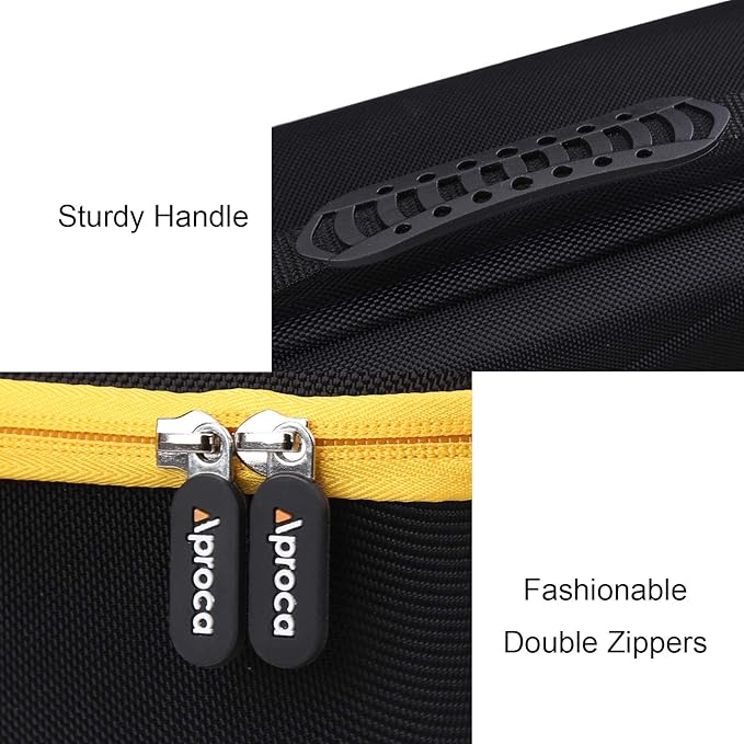 Aproca Case Compatible with AstroAI Tire Inflator Portable Air Compressor Tire Air Pump, Storage Hard Bag for Accessories-Black with Yellow zipper (Case Only)