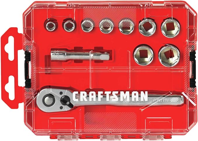 CRAFTSMAN Socket Set with Ratchet, SAE, 3/8" Drive, 11-Piece Set with Case (CMMT12027)
