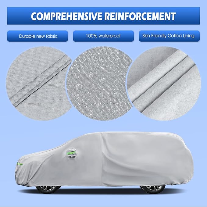Car Cover Custom Fit for Toyota Sienna 1997-2026, Migaven Waterproof Full Exterior Cover Sun Rain Protection with Door Zipper and Cotton Lining, Silver