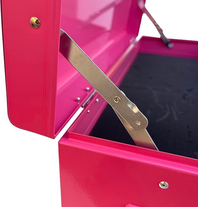 Workington Portable Metal Tool Chest with 9 Drawers, 24" 9-Drawer Tool Chest Cabinet with Ball Bearing Drawer Slides, Steel Tool Storage Box Organizer 4006 Pink