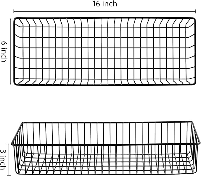 Wetheny Farmhouse Décor Metal Wire Organizer Storage Basket Bin(8 Pack)-Toilet Paper Storage-Organization and Storage for Bedroom, Bathroom, Kitchen Cabinets, Pantry, Laundry Room, Garage (Black)