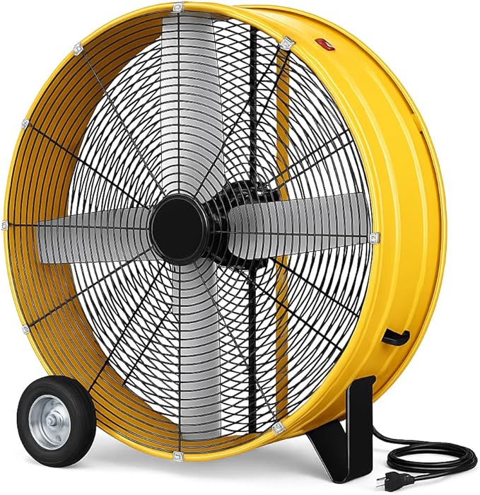 Simple Deluxe 42-Inch Heavy-Duty Industrial Drum Fan, Dual-Speed High-Velocity Metal Floor Fan with 360° Tilt, Ideal for Warehouses, Workshops, Factories, Garages, and Basements