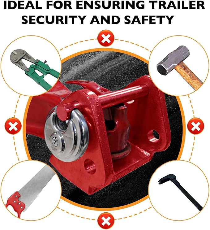 HQPASFY Trailer Hitch Lock with Keyed Padlock, Trailer Coupler Lock with Pin, Coupler Lock Model Tl-33 Trailer Lock,Fits Over 2" to 2-5/16" Couplers - Red