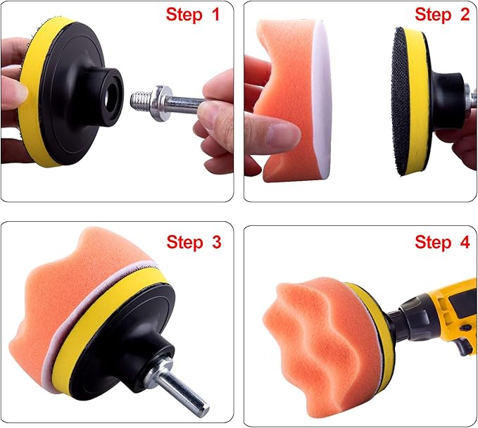 SIQUK 38 Pieces Car Polishing Pad Kit 3 Inch Buffing Pads Foam Polish Pads Polisher Attachment for Drill