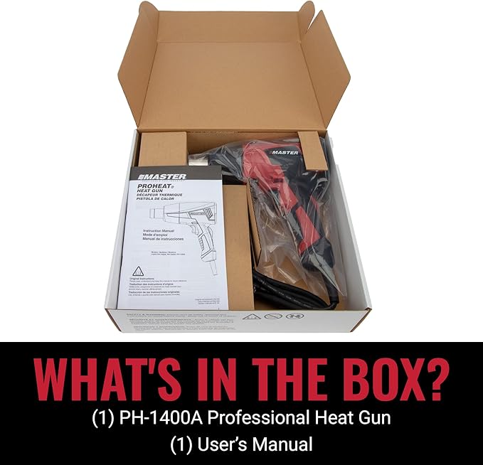 Master Appliance Proheat PH-1400A Professional Heat Gun - Programmable Backlit LCD Display, Quick Change Heating Element, 1560W, 13A, 120V, Engineered in the USA