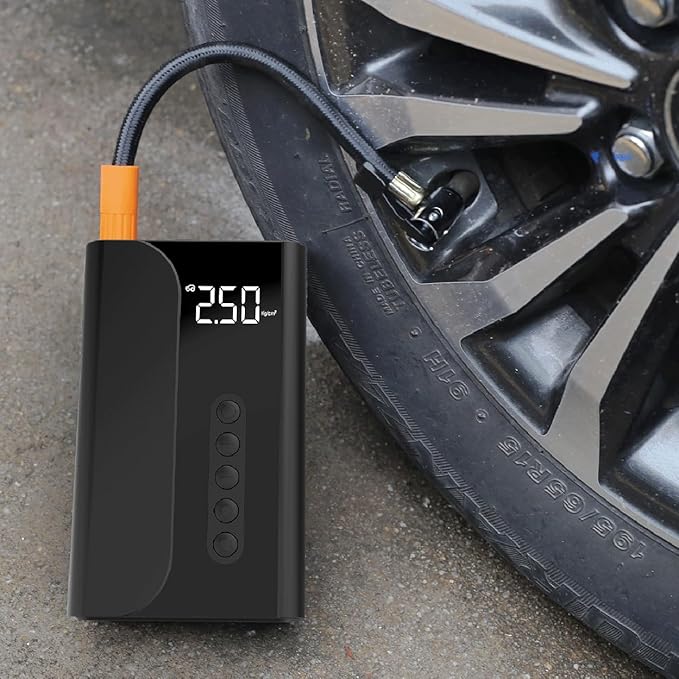 Jump Starter with Air Compressor Portable - 10400mAH - 150PSI – 12V Battery Booster, LCD Display, LED Lights, Power Bank Function Ultralight - RAPIKITS