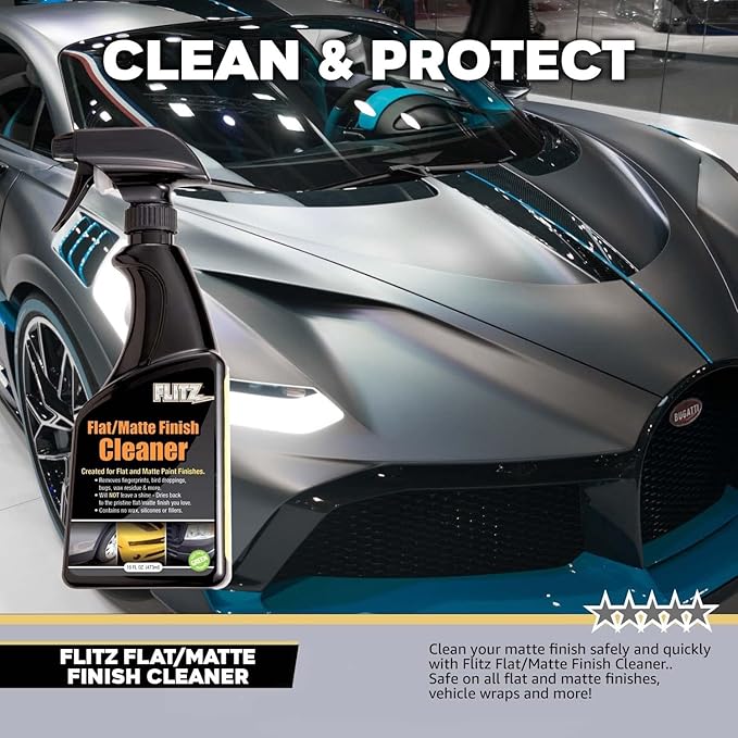Flitz Flat Matte Finish Cleaner - 16oz Bottle of USA-Made Vinyl Wrap Spray to Easily Remove Grease, Wax, Dust, & More - Quick Drying Matte Paint Cleaner - Ideal for Cars, Motorcycles (3 Pack)
