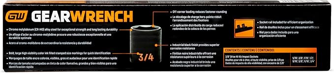 GEARWRENCH 8 Piece 3/8" Drive 6 Point SAE Hi-Viz Impact Socket Set | 84910H