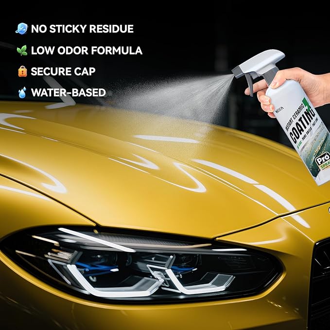 Instant Ceramic Coating Spray -Hydrophobic Nano Sealant, High Gloss Car Shine, Water-Based Safe Formula for Automotive Paint Protection