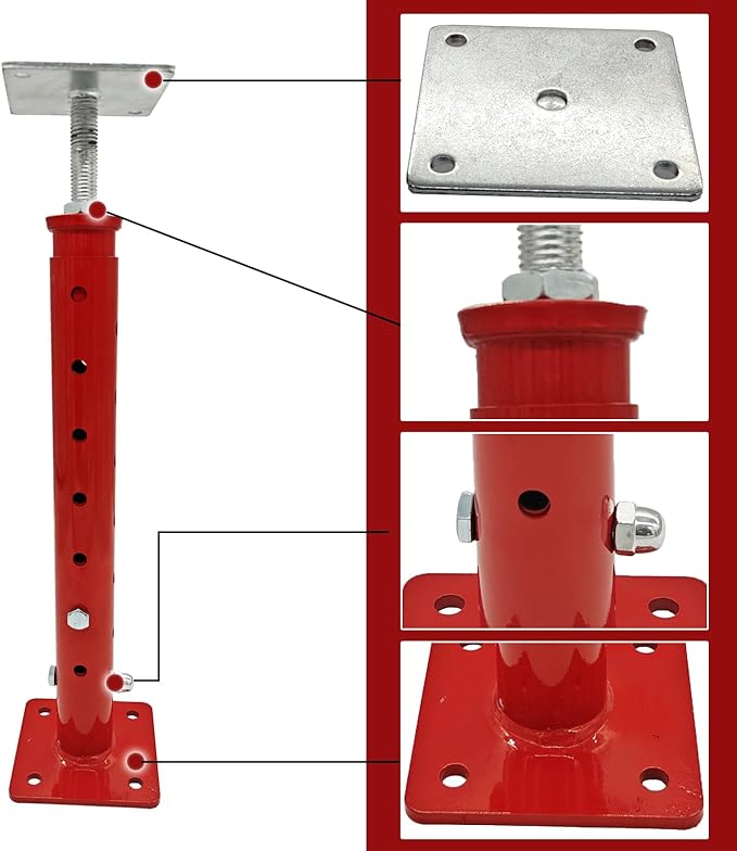 4 PCS Basement Floor Jack,House Jacks for Leveling,18.5-34.6" Adjustable Height Range,Load Capacity Up to 4400 lb(Each),Telescoping Jack for Temporary Support