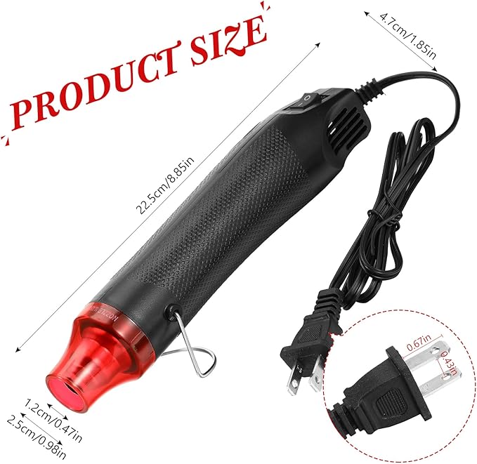 3 Pcs Heat Gun for Crafts Mini Portable Handheld Hot Air Gun for DIY Crafts Embossing Epoxy Resin Shrink Wrapping Vinyl Wrap Drying Paint Clay Cup Turner Candle Making, 300w, Black