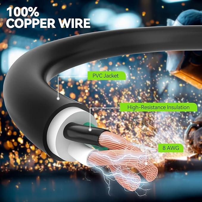 RVGUARD 250V 20 Feet Welder Extension Cord, Heavy Duty 8 AWG NEMA 6-50 STW Welding Cord with Power Indicator End, ETL Listed