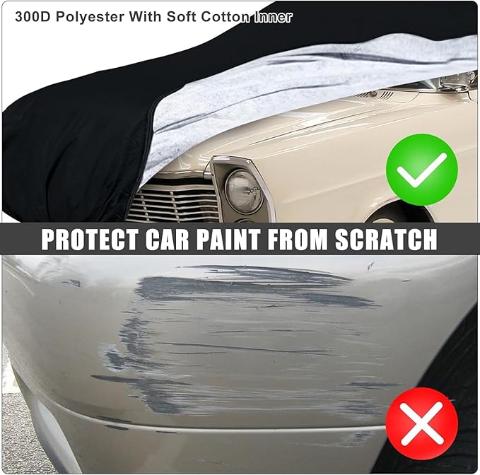 SAPUBK Waterproof Car Cover Compatible with 1960-1974 Ford Galaxie 500/XL/Starliner/Fairlane Sedan/Coupe/Hardtop, All Weather Classic Car Covers with Inner Cotton&Zipper Door for Snow Rain Protection