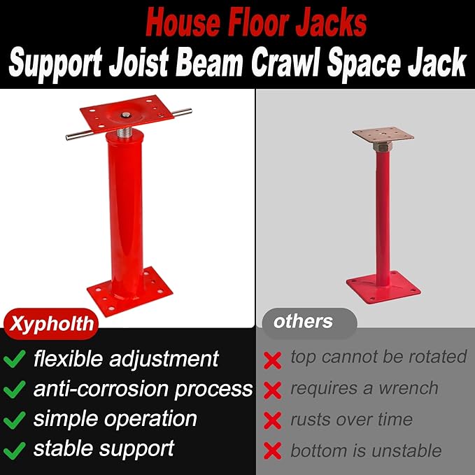 16"-21" Adjustable House Jack | 5-Ton Heavy Duty Floor Basement Jacks | House Floor Jacks Post for Beam Support, Crawl Space Shoring, Foundation Leveling & Structural Repair | Support Pole