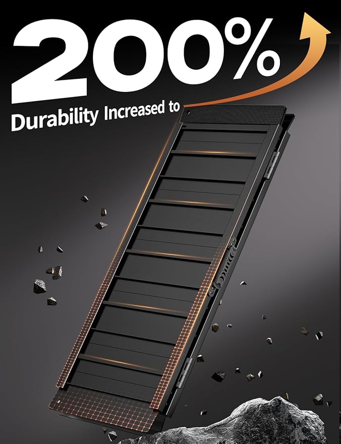 FACHNUO 4FT Wheelchair Ramp for Threshold 4-12 inches, Safe Use at Night Portable Threshold Ramps for Doorways, 800LBS Capacity, Non-Slip Durable Aluminum Alloy Folding Handicap Ramp for Home Steps