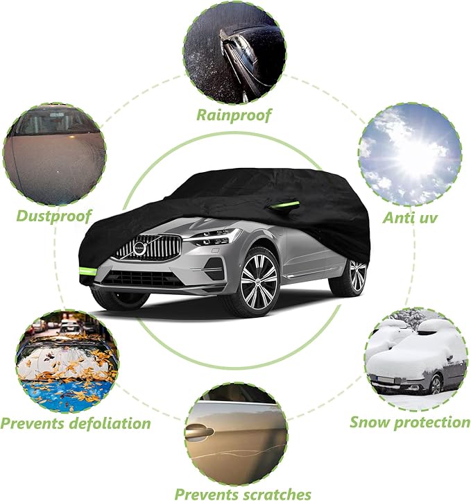 YIXIN Waterproof Car Cover for 2008-2026 Volvo XC60 Car Cover Custom Fit 100% Waterproof Windproof & Single Door Zipper Bands for Snow Rain Dust Hail Protection (XC60)