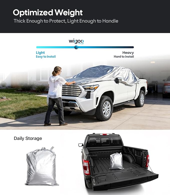 Wigoo Toyota Tacoma Car Cover 2016-2026, Custom Fit Waterproof All Weather Outdoor Full Exterior Truck Cover, Windproof UV Rain Snow Dust Protection, Paint-Safe Lining, Door Zipper, Tacoma Accessories