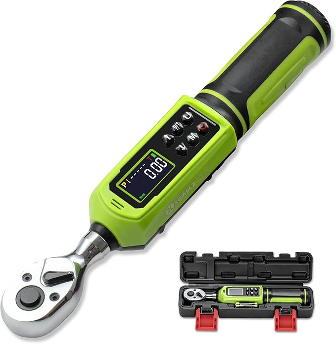 Digital Torque Wrench 3/8" Drive-0.66-44.25Ft.Lb, 0.9-60 N.m, Electric Torque Wrench With Adjustable Vibration Buzzer LED Indicator,±2% Accuracy Five Units for Bike Motorcycle Car Auto Repair