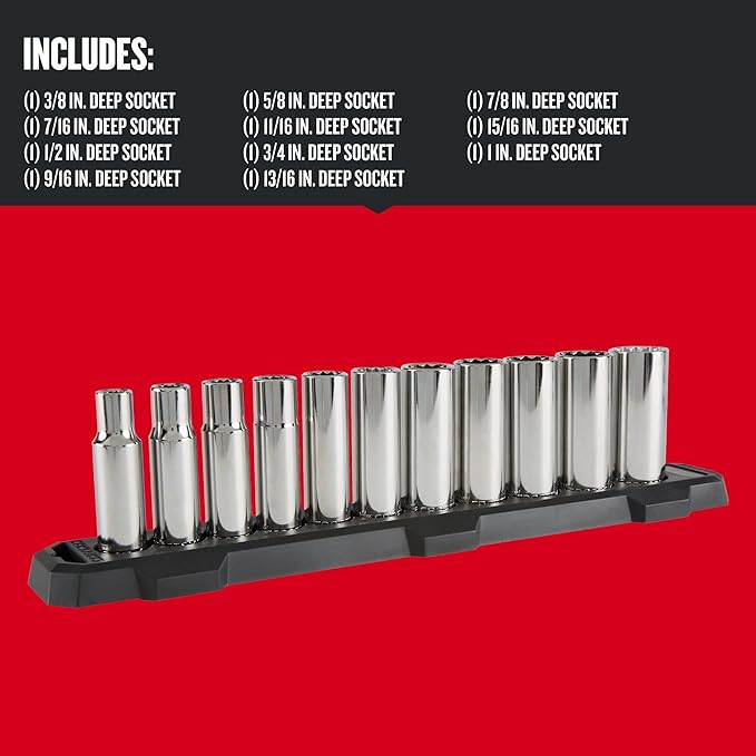 CRAFTSMAN Deep Socket Set, 1/2-Inch Drive, SAE, 12-Point, 11-Piece (CMMT12048)