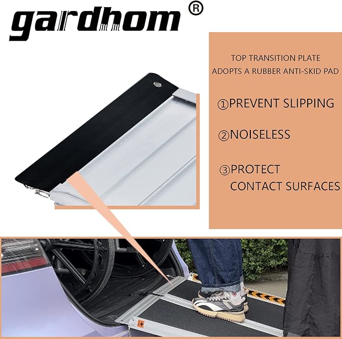 gardhom Portable Wheelchair Ramp 8FT, Anti-Slip Aluminum Handicap Ramp Wheelchair Ramps for Home Steps Entrance Threshold Doorways Stairs Curbs Scooter