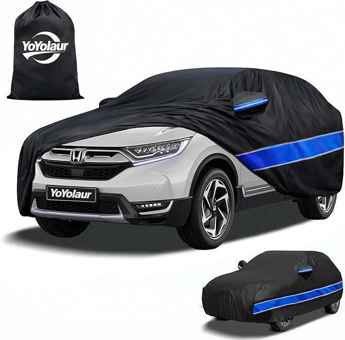 Car Cover Compatible with Honda CR-V,10-Layer Car Cover Waterproof All Weather,Full Exterior Cover with Cotton Lining,Sun Rain UV Dust Snow Protection with Door Zipper,Fit for 1995-2025